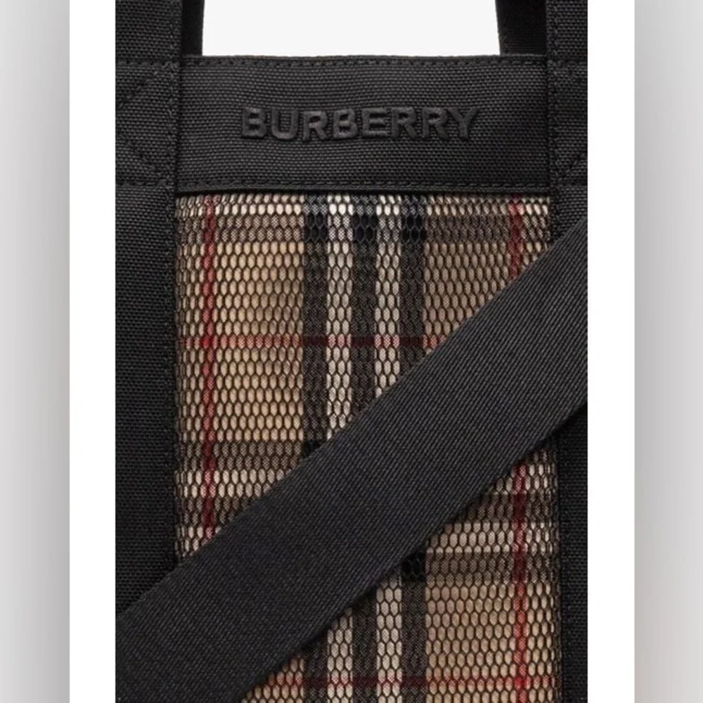 NWT Authentic Burberry Ormond Check Tote Archive Beige Travel Bag